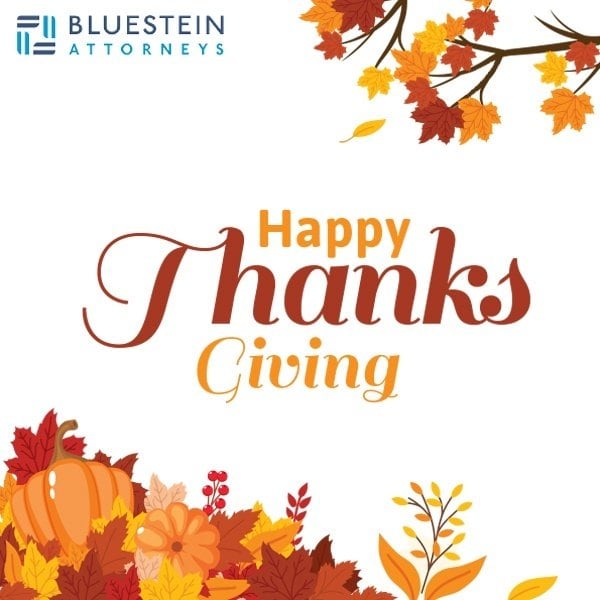 Happy Thanksgiving from Bluestein Attorneys law firm in Columbia, SC