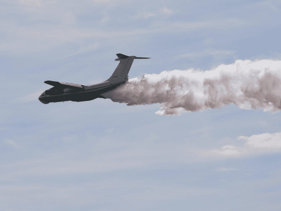 A plane releasing deadly gas